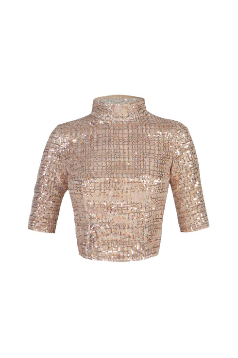 Nude Sequined Back Decollete Bustier